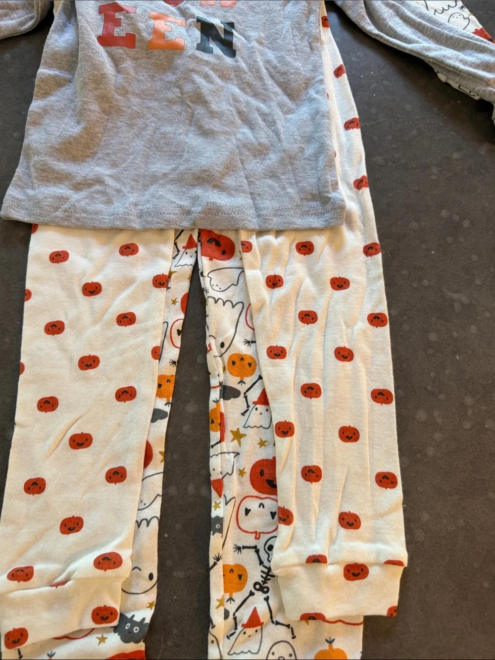 chick pea Gray Halloween Pajama Set with Orange Accents